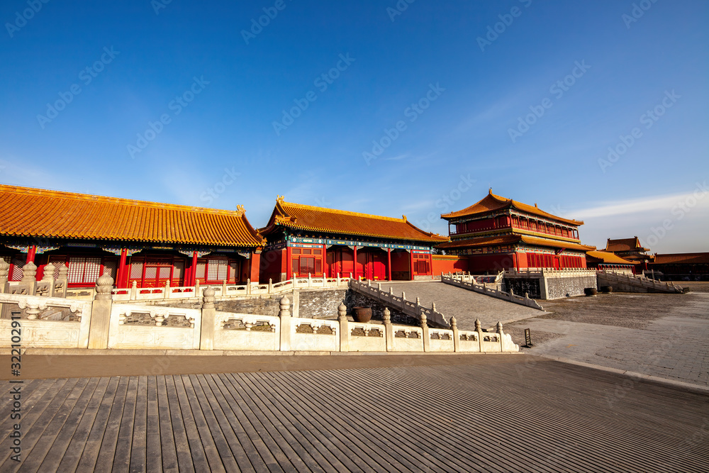 Fototapeta premium Pavilions of the Forbidden City, Palace Museum. Historical architecture. UNESCO World Heritage.