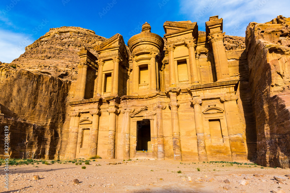 Ancient abandoned rock city of Petra in Jordan tourist attraction 