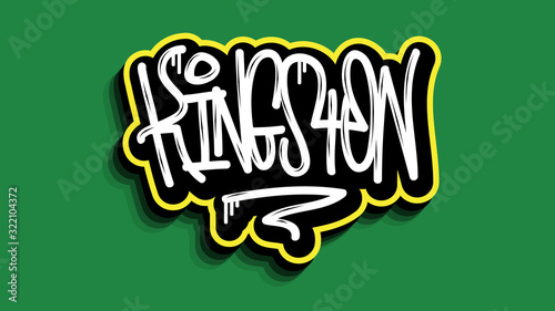 Kingston Jamaica Hand Lettering Graffiti Tag Style Sticker Design.
