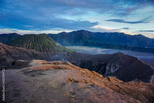 Beautiful sunset on the active volcano Bromo
