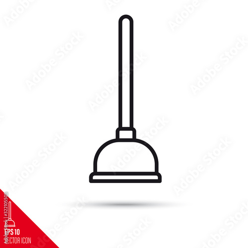 Plumbing plunger vector line icon