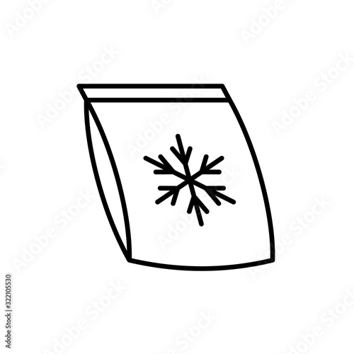 Frozen food bag icon. Plastic bag with snowflake symbol. Adjustable stroke width.