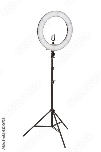 A selfie lamp on a white isolated background.