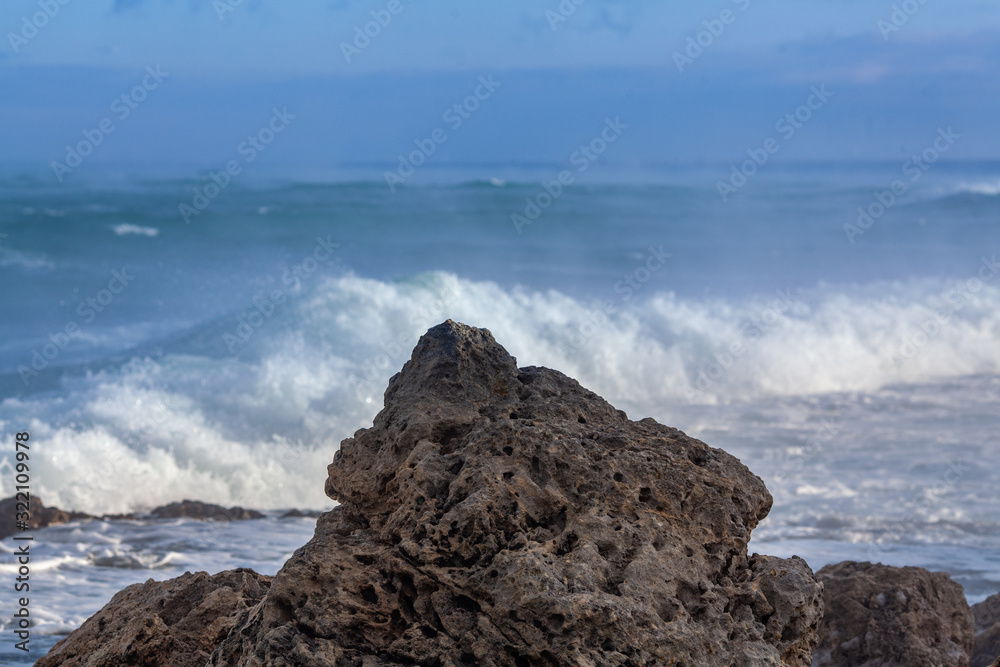 Waves and storm in the Black Sea, dramatic landscape