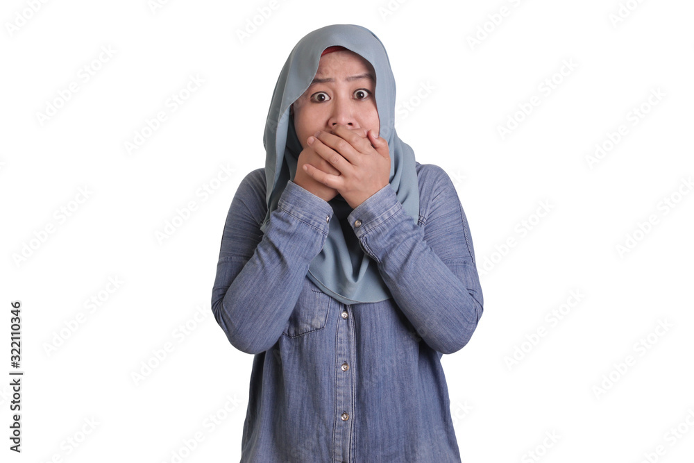 Muslim Lady Shocked and Closing her Mouth Muslim Lady Shocked and Closing her Mouth