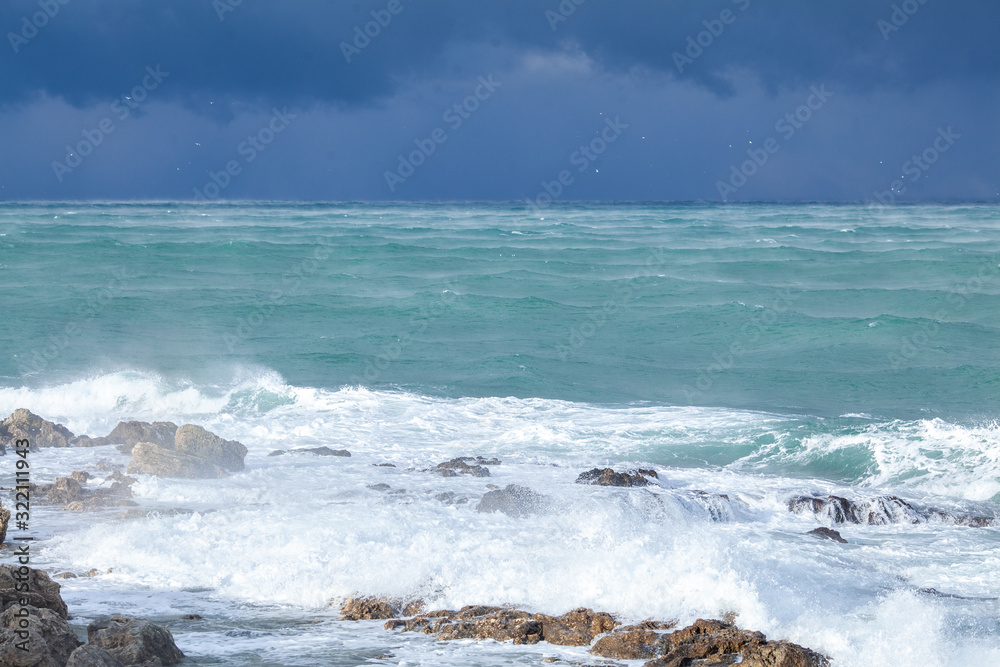 Waves and storm in the Black Sea, dramatic landscape Waves and storm in the Black Sea, dramatic landscape