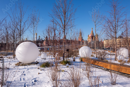 Photography View of the Moscow Kremlin, Ivan the Great Bell-Tower, Spasskaya tower and St