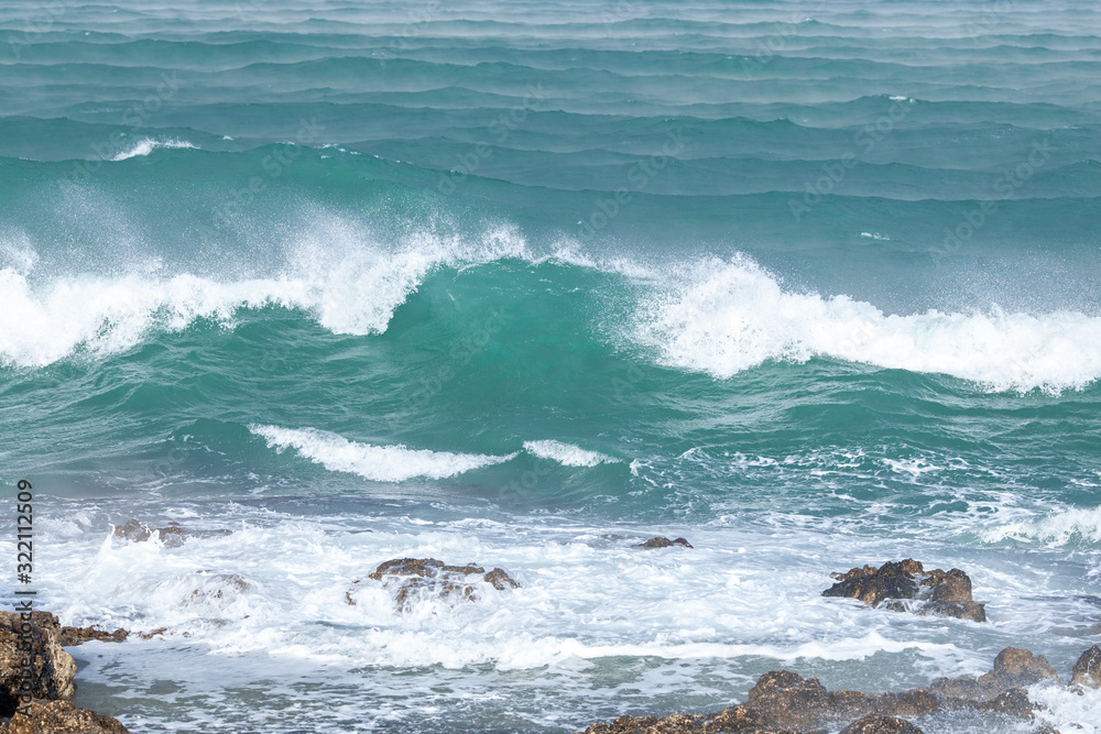 Fototapeta premium Waves and storm in the Black Sea, dramatic landscape