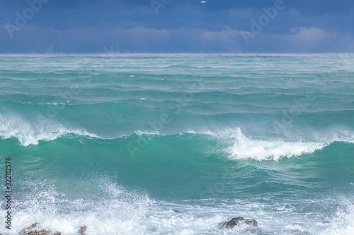 Waves and storm in the Black Sea, dramatic landscape