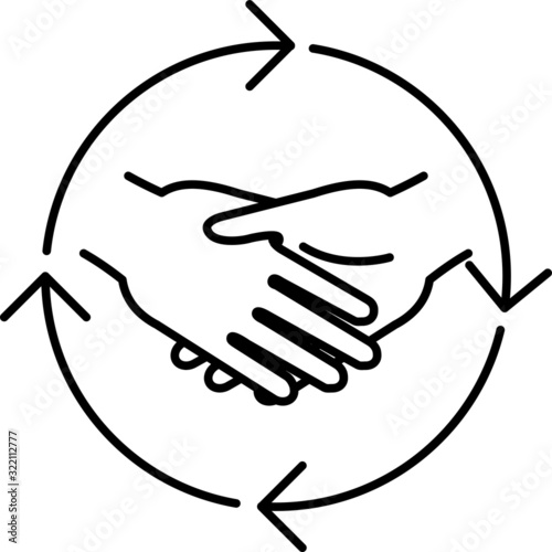 mutual help icon, vector line 