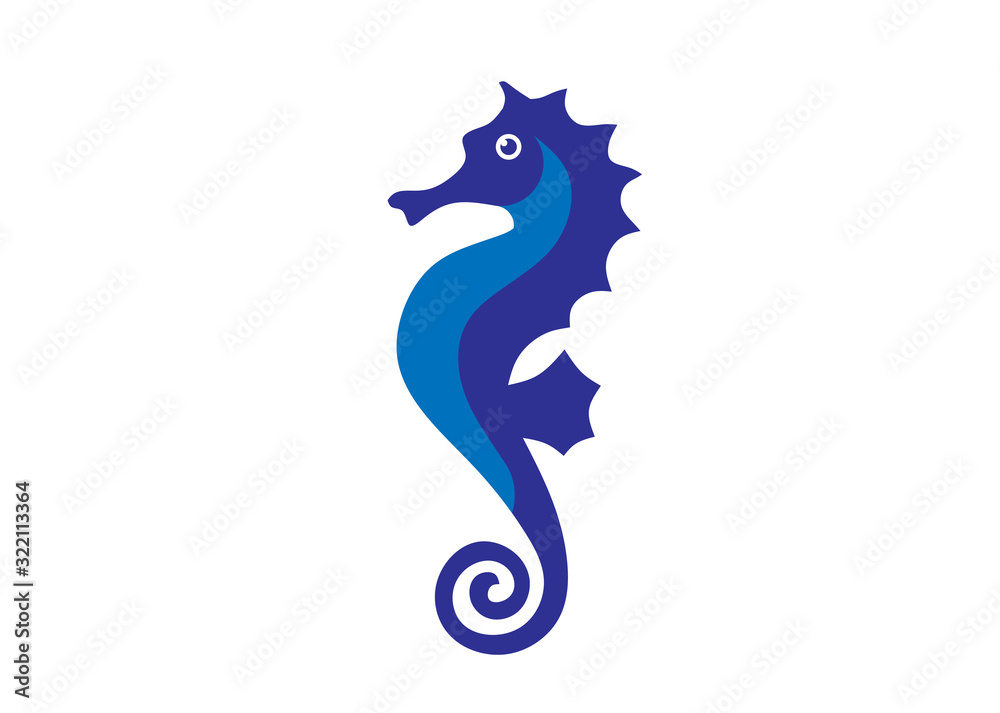 Naklejka Sea Horse creative vector illustration,Sea animal color icons in trendy flat style