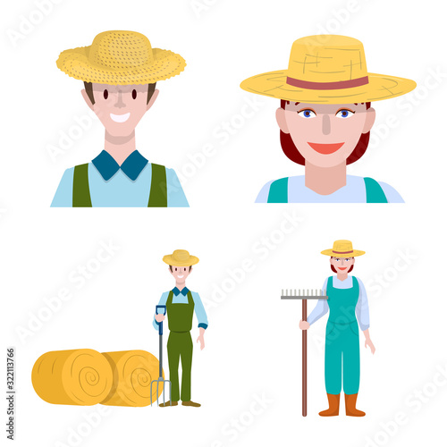 Vector design of farm and arable sign. Set of farm and wheat vector icon for stock.