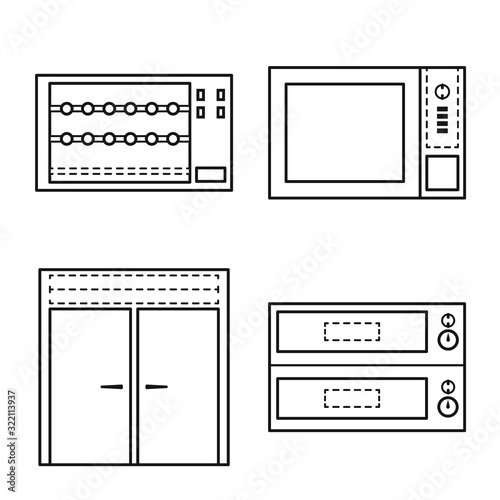 Vector illustration of household and industrial sign. Collection of household and equipment stock symbol for web.