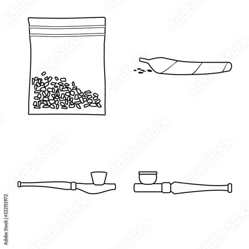 Isolated object of drug and addiction icon. Set of drug and narcotic vector icon for stock.