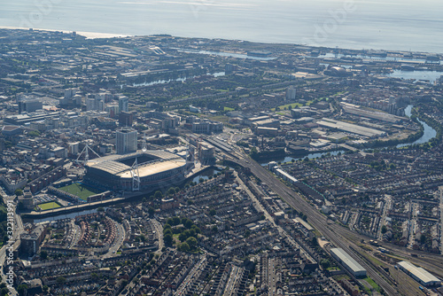 Aerial views of Cardiff City Centre
