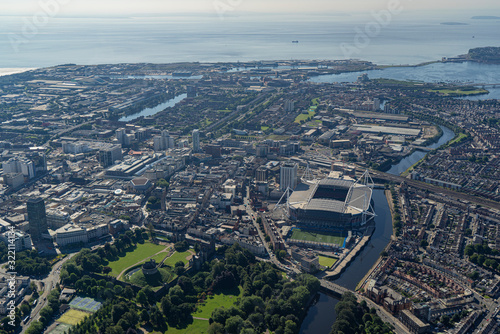 Canvas Print Aerial views of Cardiff City Centre