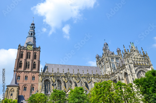 St. John's Cathedral in Hertogenbosch, North Brabant, Netherlands. Dutch Gothic architecture, the largest catholic church in the Netherlands. Dominant of the city center