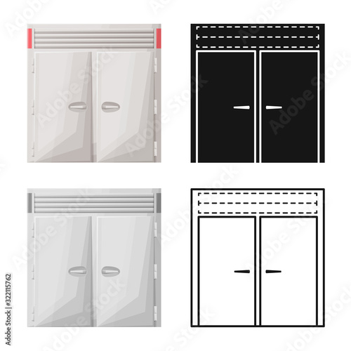 Vector design of refrigerator and freezer icon. Graphic of refrigerator and fridge stock symbol for web.