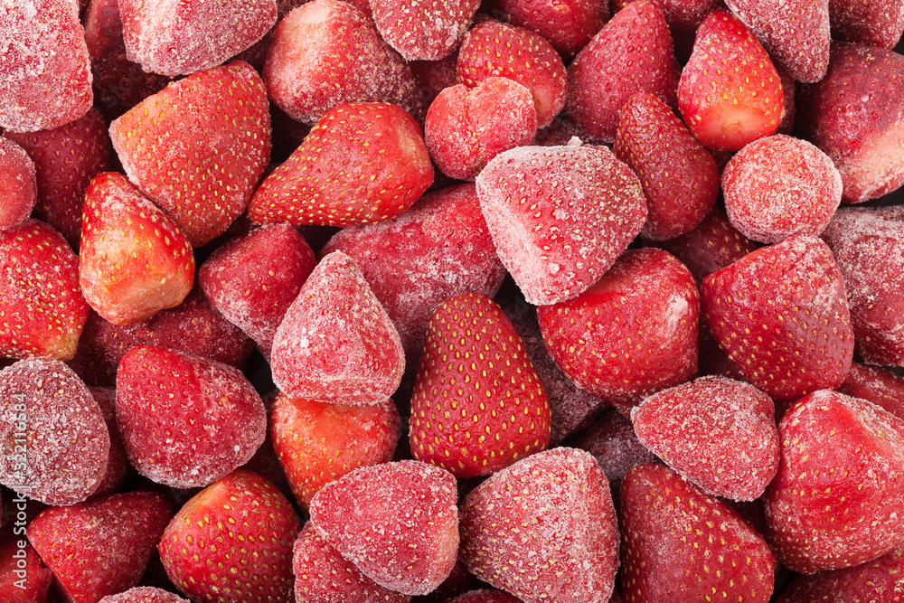 Frozen strawberry background