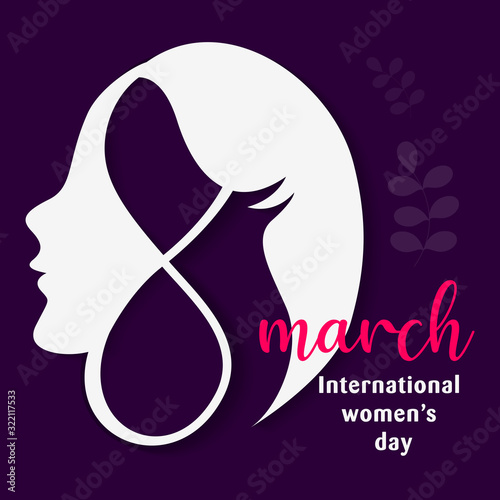 Woman face clipart, vector women's day background