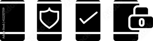 phone protection Icon, vector line illustration