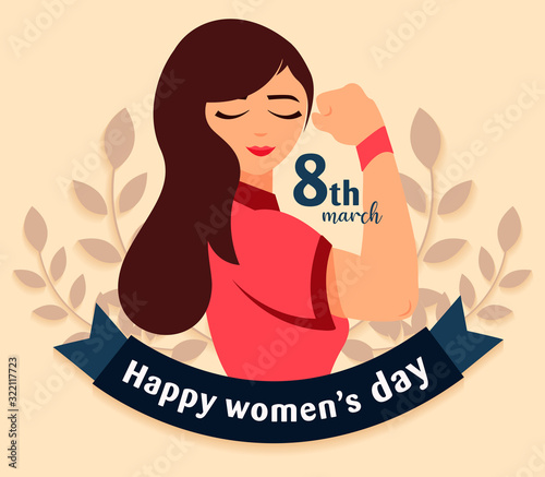 Happy women's day graphic with woman clipart - Vector Illustration