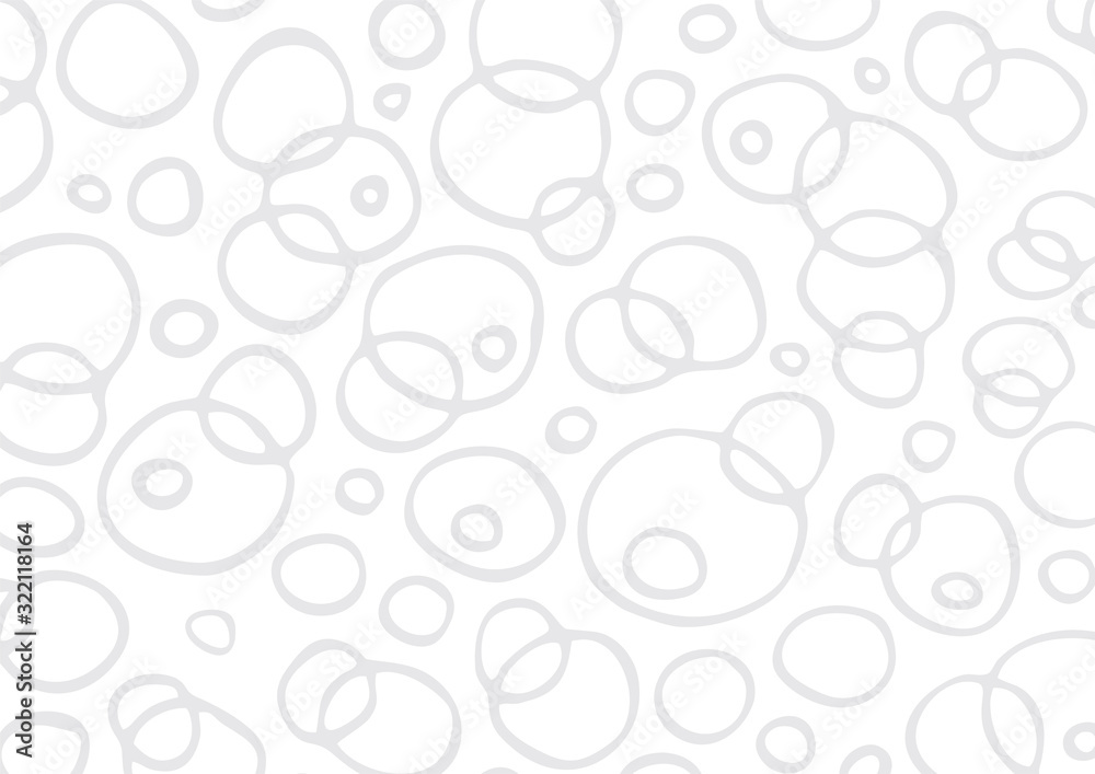 Abstract grayscale irregular doodle bubble background template. Vector illustration.