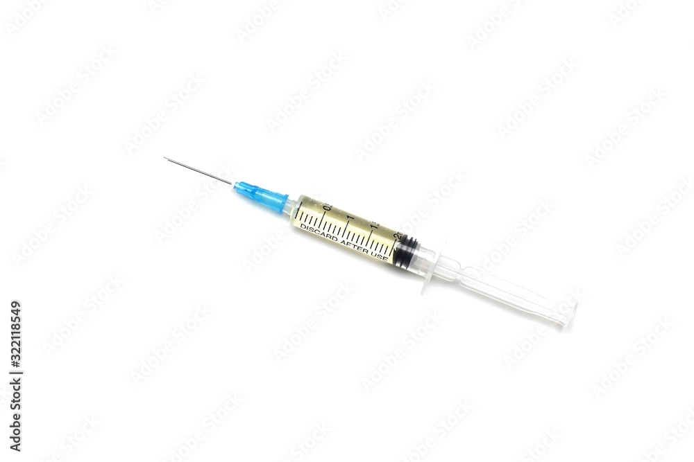 medical injection in a syringe on a white background. medical injection in a syringe on a white background.