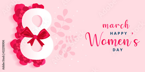 March 8, women's day poster background with flowers - Vector Illustration