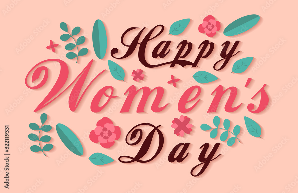 Obraz premium Happy women's day typography - Vector Illustration