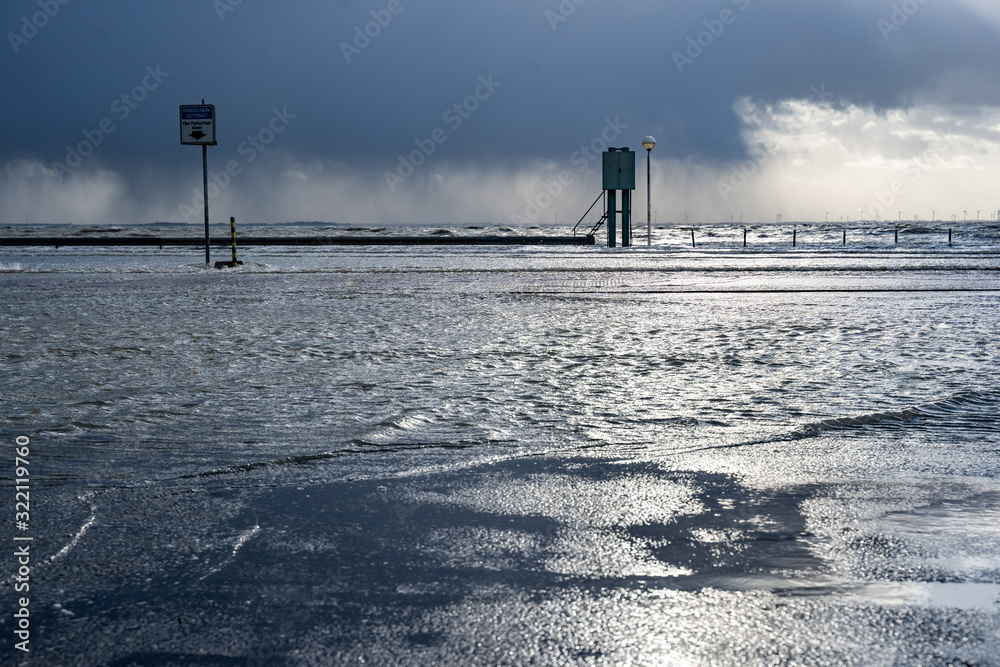 Sturmflut in Wilhelmshaven an der Nordseeküste
