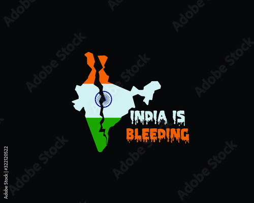 India Flag Logo , India Is Bleeding , Broken India