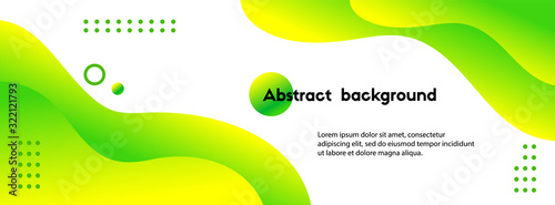 Liquid green abstract background. Vector fluid banner template for social media, web sites. Wavy gradient shapes