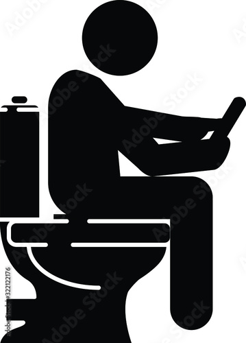 Using phone in toilet icon , vector