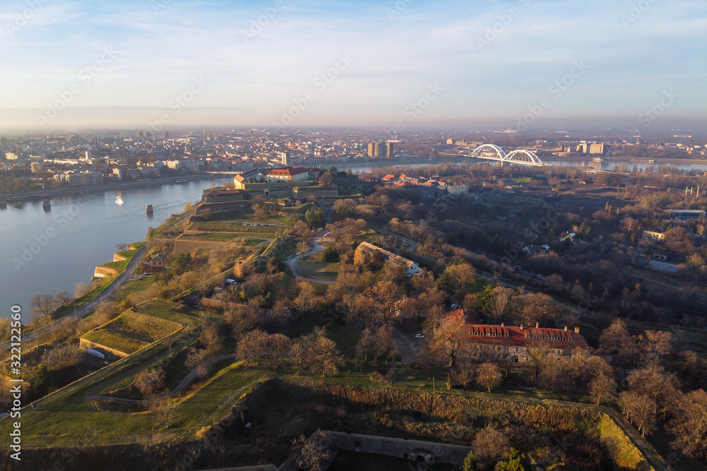 aerial view of fortress and city