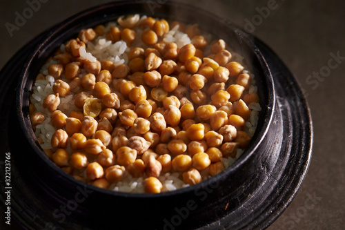 Chick pea on steamed rice 