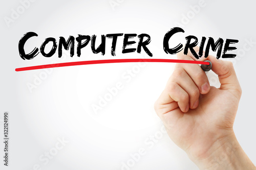 Computer crime text with marker, technology concept background photo