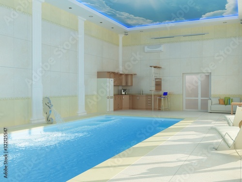 Design of a room with a pool © Дарья Лузик