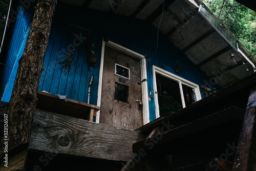 Wood cabin in the forest