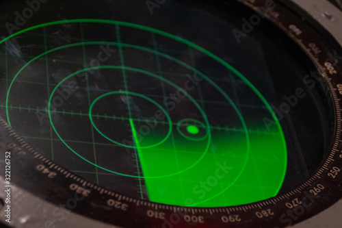 Green military radar screen with unknown target dot - Safety equipment