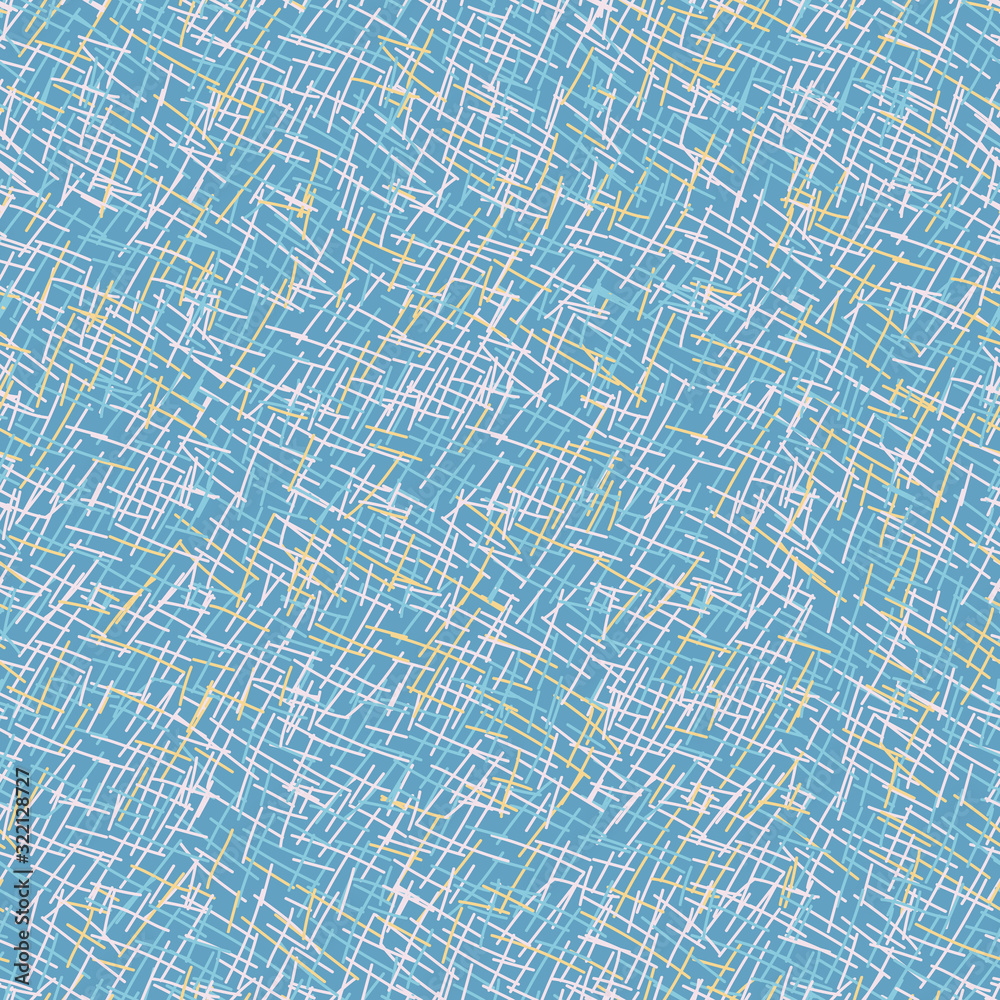 Aqua blue cross hatching texture seamless vector pattern. Simple unisex surface print design.