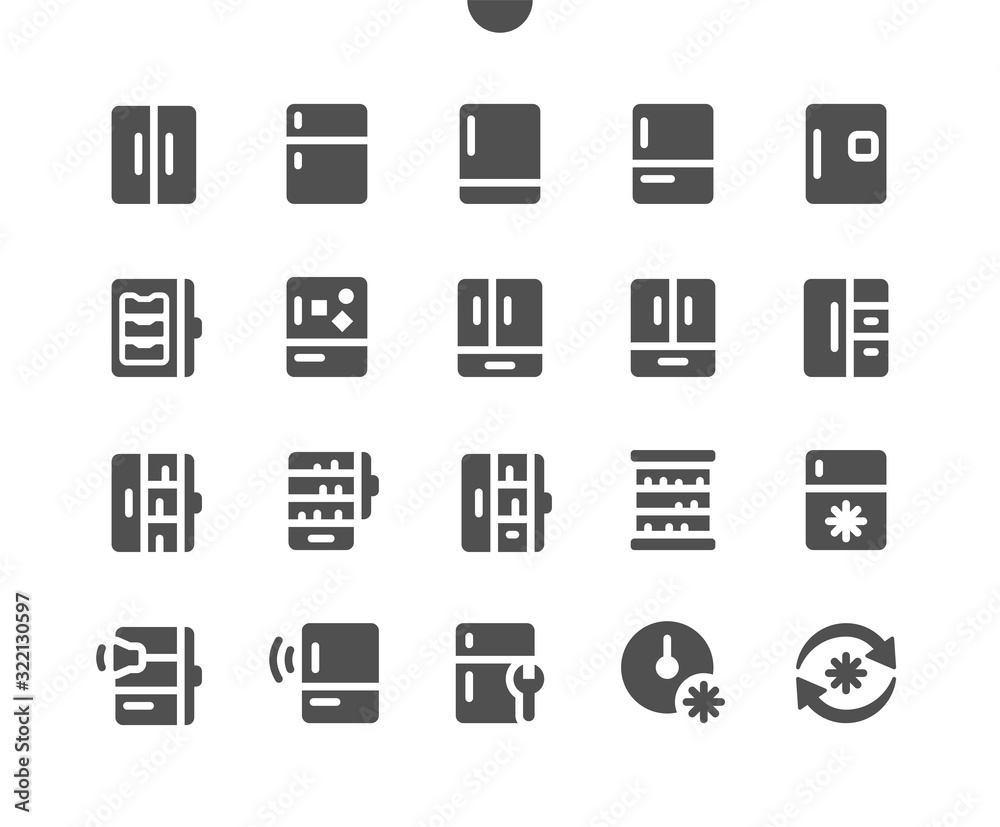 Fridge v1 UI Pixel Perfect Well-crafted Vector Solid Icons 48x48 Ready for 24x24 Grid for Web Graphics and Apps. Simple Minimal Pictogram