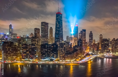 Chicago downtown buildings skyline aerial © blvdone