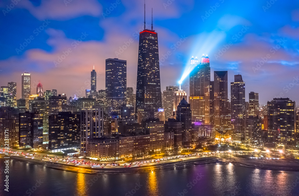 Obraz premium Chicago panoramę budynków w centrum miasta