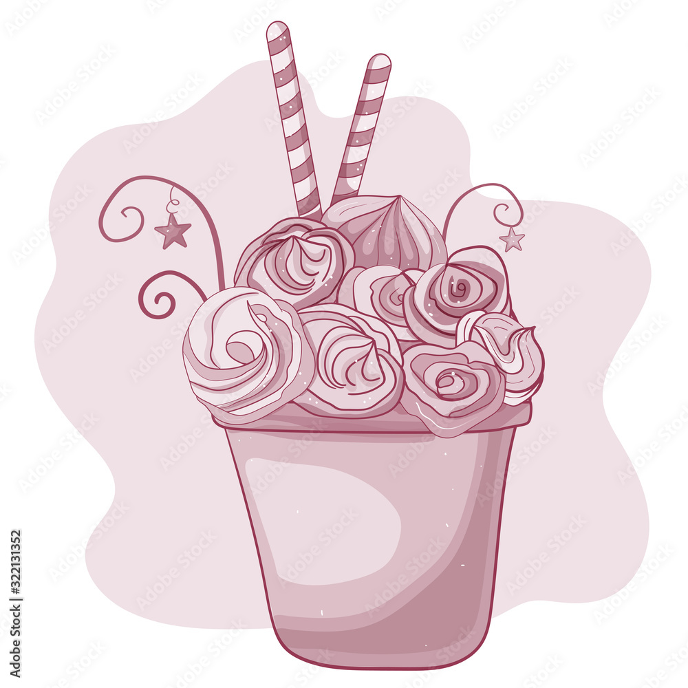 Fotografie Meringues dessert Sketch vector illustration