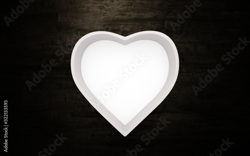 A empty heart shape box. 3d render