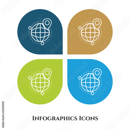 Global Location Vector Illustration icon for all purpose. Isolated on 4 different backgrounds.