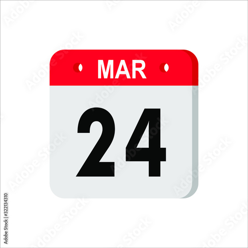 March 24 - Calendar Icon. World Tuberculosis Day, three-dimensional rendering, 3D illustration. EPS 10