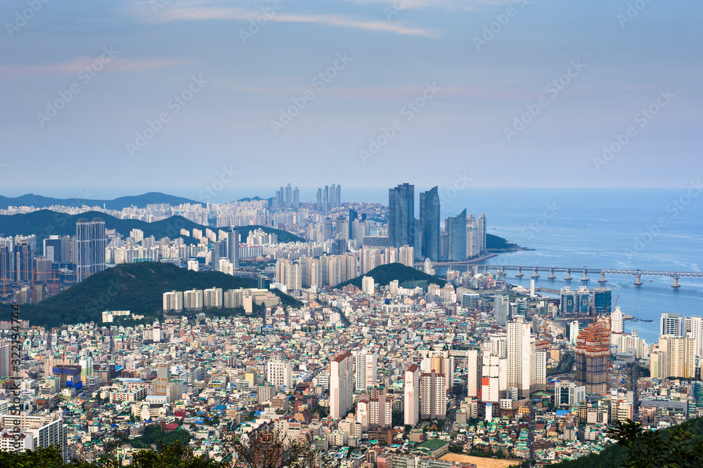 Busan city Skyline. Yeongnam province, South Korea.