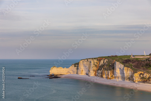 Etretat, Normandy, France - The cliff at the north ('Amont' cliff) and its natural arch